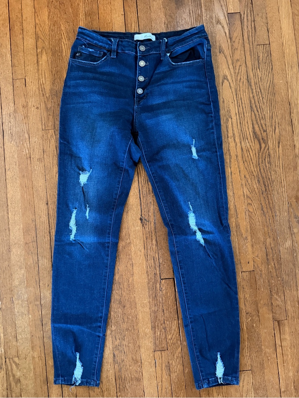 Kancan Skinny Distressed Jeans - Dark Blue